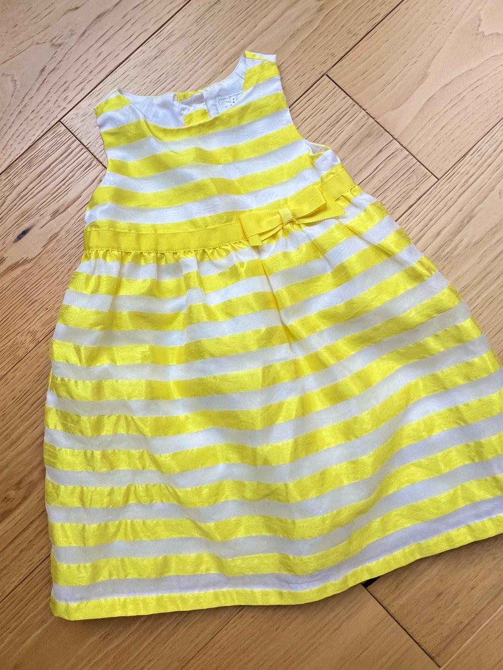 GYMBOREE Lemon Yellow and White Striped Bow-Accent Dress
